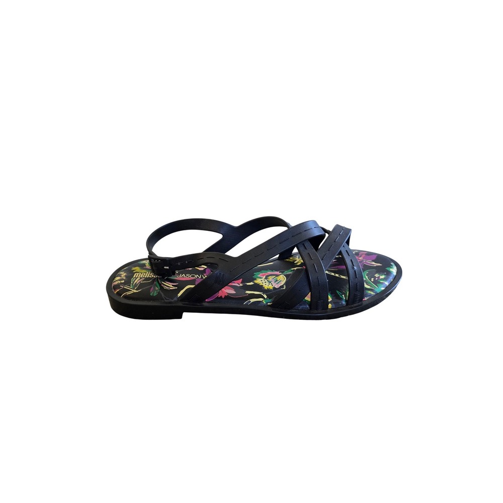 Melissa x Jason‎ Wu Hailey Black Floral Jelly Strappy Slingback Sandals Size 10